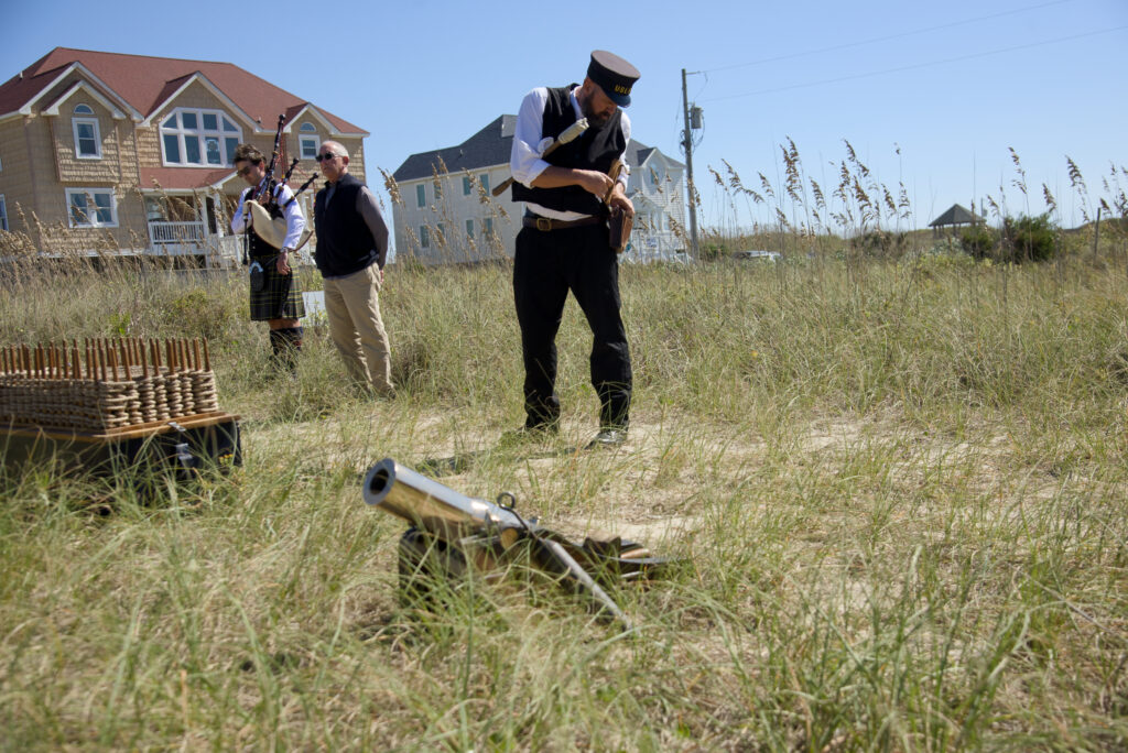 Station Keeper firing the Lyle Gun Chicamacomico Outer Banks Life-Saving Station